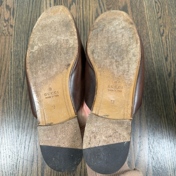Gucci brown leather horsebit slip-on mule loafers size 13 - Picture 8 of 11